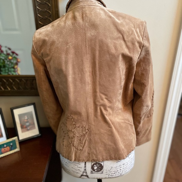 ~~ Gorgeous  Leather Suede Stitched Design Blazer Jacket ~~ - Picture 4 of 5